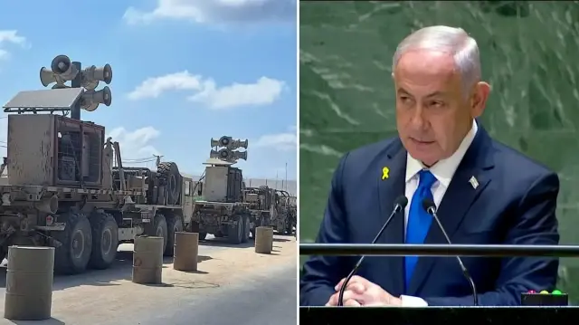 gazzede yeni zulum soykirimci netanyahunun bmdeki konusmasi hoparlorle dinletilecek aRTSVGNX